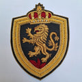 Hand-Embroidered Crowned Lion Heraldic Crest