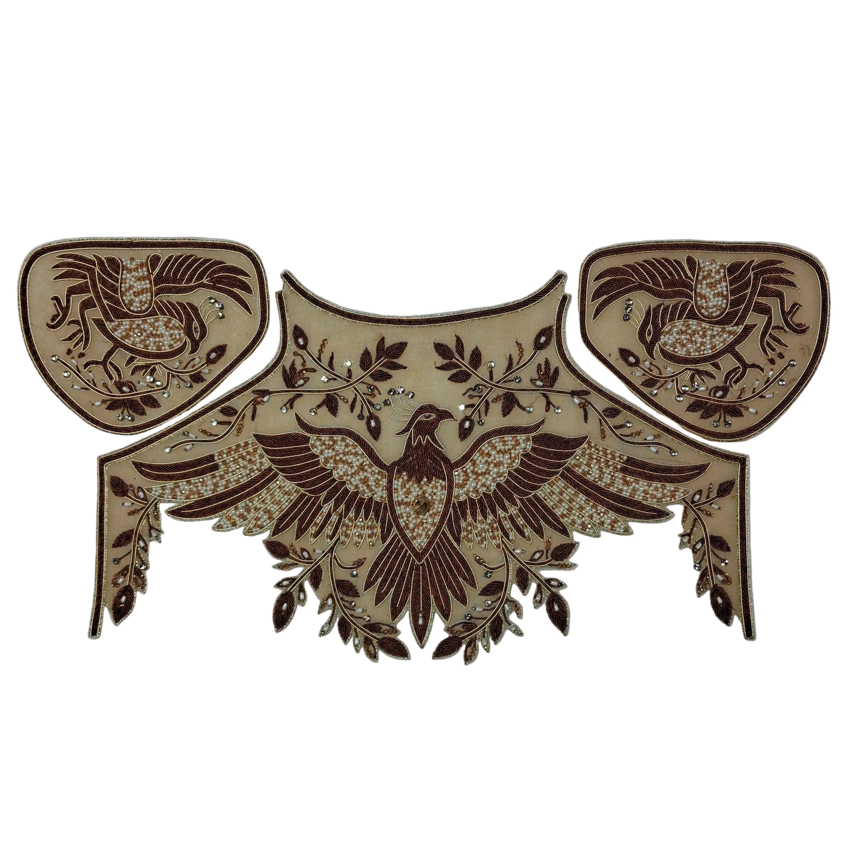 Hand Embroidered Phoenix Zardozi Patch Set
