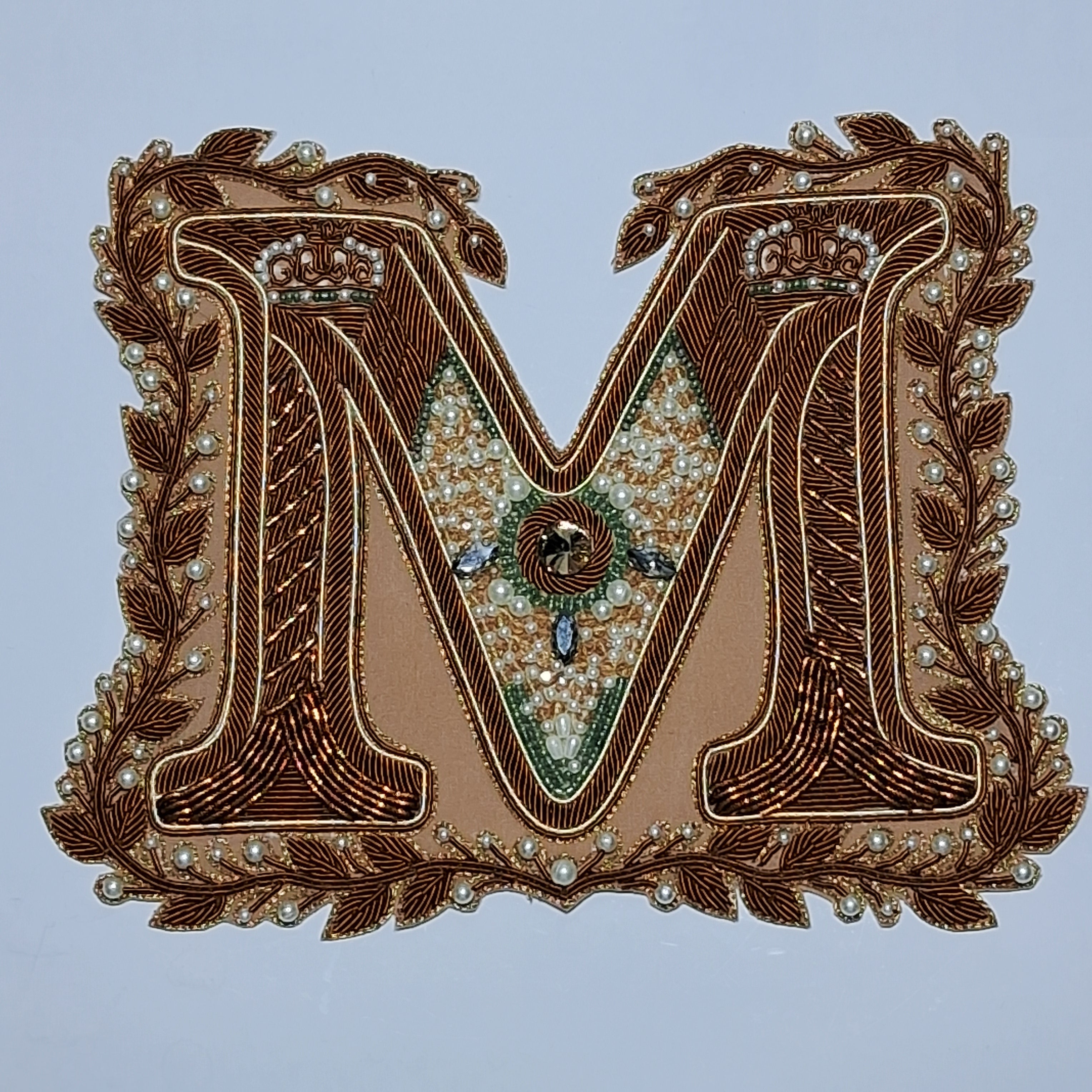 Hand-Embroidered Royal M Monogram Crest