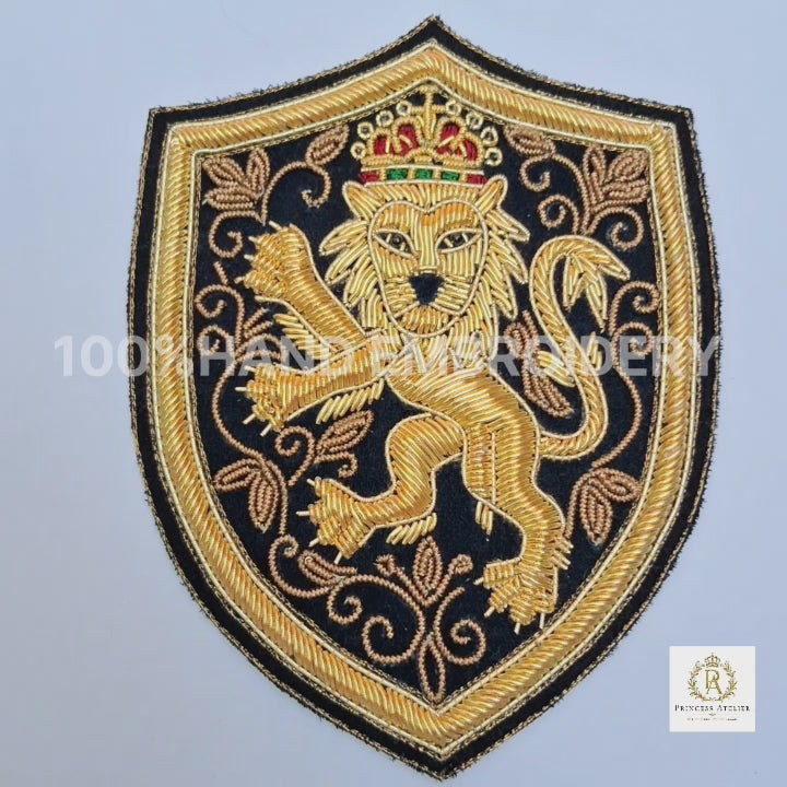 Royal Lion Goldwork Crest Appliqué