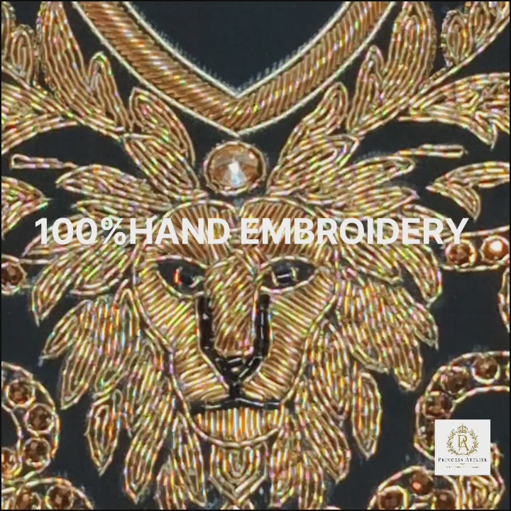 Royal Monogram Lion Crest — Letter V